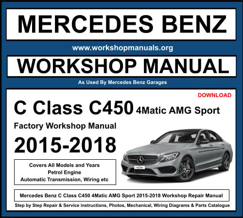 Mercedes C Class C450 4Matic AMG Sport 2015-2021 Workshop Repair Manual Download