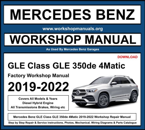 Mercedes GLE Class GLE 350de 4Matic 2019-2022 Workshop Repair Manual Download