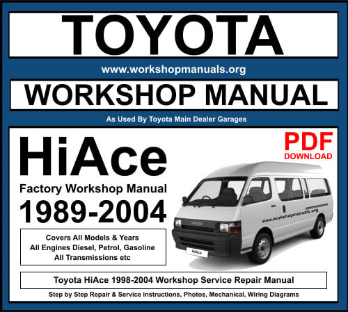 Toyota HiAce 1998-2004 Workshop Service Repair Manual