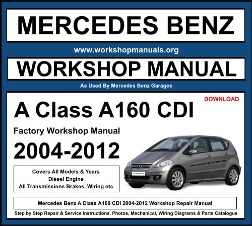Mercedes A Class A160 CDI 2004-2012 Workshop Repair Manual Download
