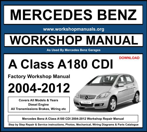 Mercedes A Class A180 CDI 2004-2012 Workshop Repair Manual Download
