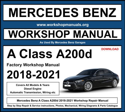 Mercedes A Class A200d 2018-2021 Workshop Repair Manual Download