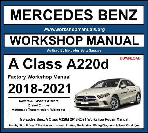 Mercedes A Class A220d 2018-2021 Workshop Repair Manual Download