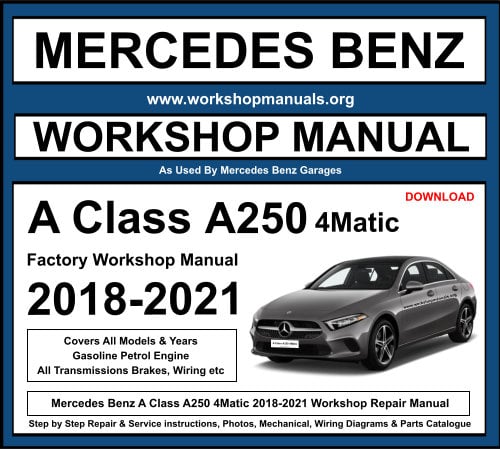 Mercedes A Class A250 4Matic 2018-2021 Workshop Repair Manual Download