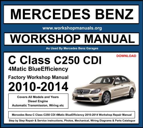 Mercedes C Class C250 CDI 4Matic BlueEfficiency Workshop Repair Manual Download