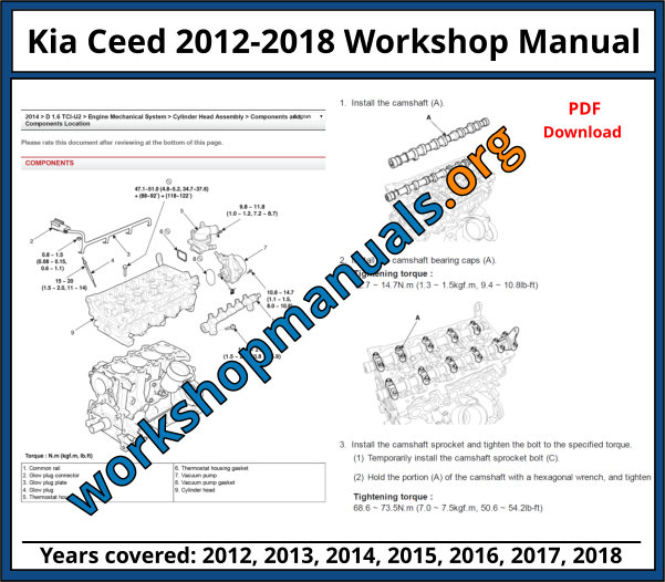 Kia Ceed 2012-2018 Workshop Manual