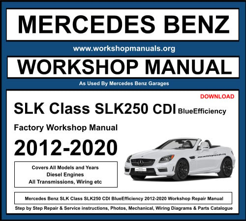 Mercedes SLK Class SLK250 CDI BlueEfficiency 2012-2020 Workshop Repair Manual Download