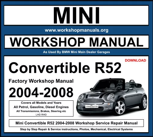Mini Convertible R52 2004-2008 Workshop Repair Manual Download