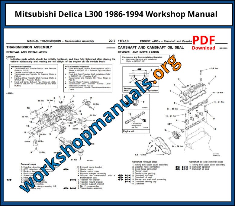 Mitsubishi Delica L300 Workshop Manuals Download