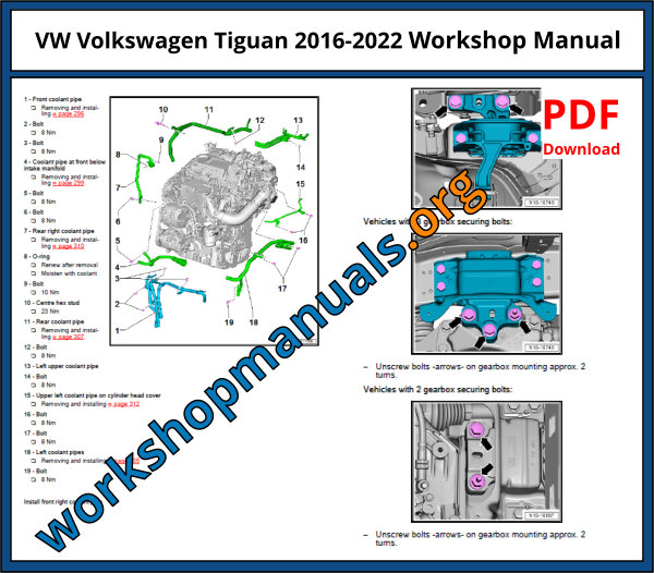 VW Volkswagen Tiguan 2016-2022 Workshop Manual