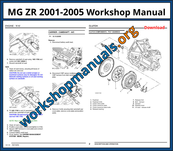 MG ZR 2001-2005 Workshop Manual