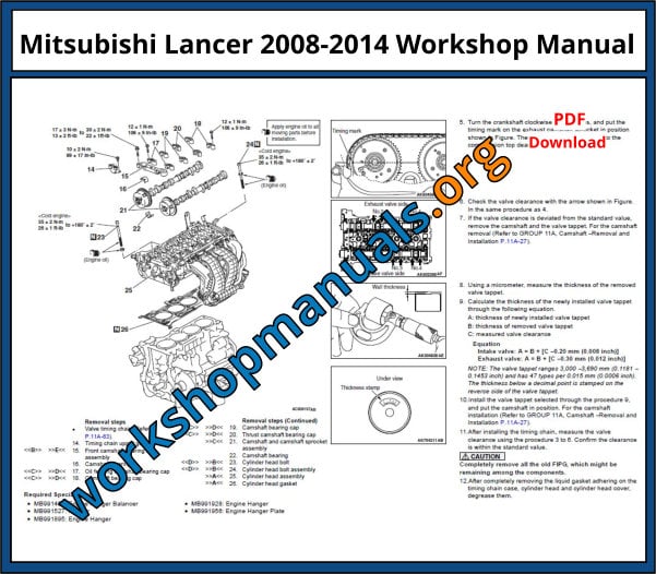 Mitsubishi Lancer 2008-2014 Workshop Manual
