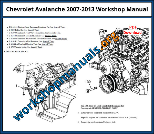 Chevrolet Avalanche 2007-2013 Workshop Repair Manual Download PDF