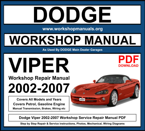 Dodge Viper 2002-2007 Workshop Repair Manual Download PDF