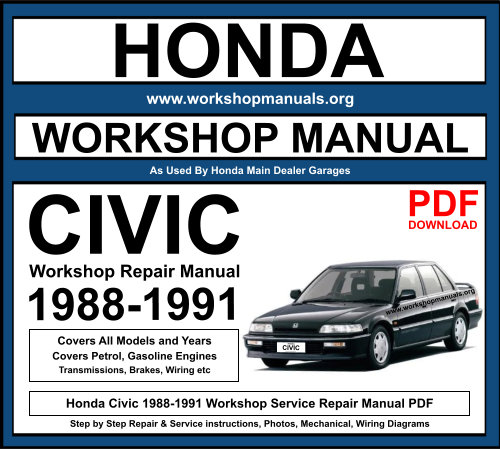 Honda Civic 1988-1981 Workshop Repair Manual Download PDF
