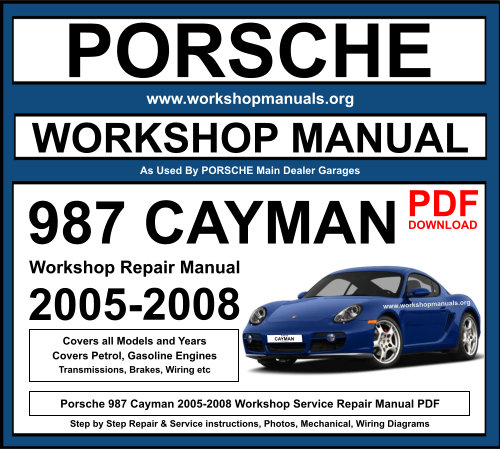 Porsche 987 Cayman 2005-2008 Workshop Repair Manual Download PDF