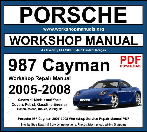 Porsche Cayman 2005-2008 Workshop Repair Manual Download PDF