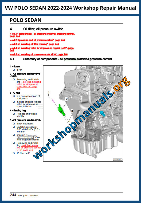 VW POLO SEDAN Workshop Repair Manual 2022-2024