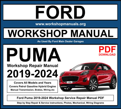 Leer Magazijn Slepen Ford Puma 2019-2024 Workshop Repair Manual Download PDF -