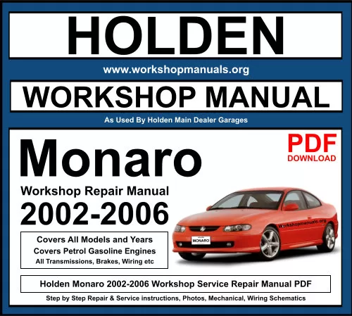 Holden Monaro 2002-2006 Workshop Repair Manual Download PDF
