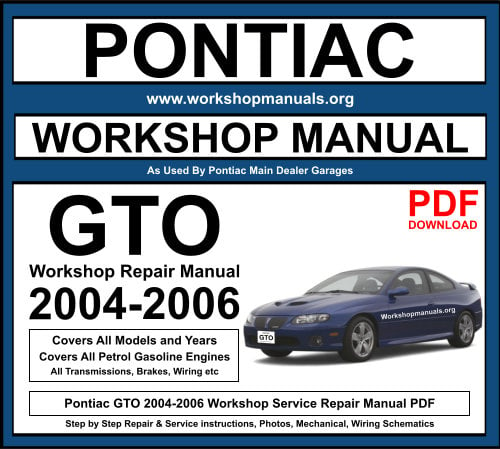 Pontiac GTO 2004-2006 Workshop Repair Manual Download PDF