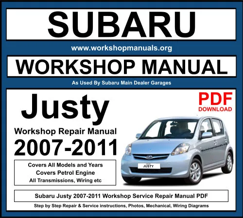Subaru Justy 2007-2011 Workshop Repair Manual Download PDF