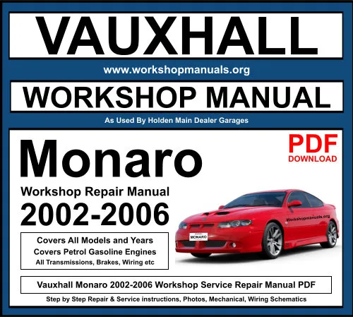 Vauxhall Monaro 2002-2006 Workshop Repair Manual Download PDF
