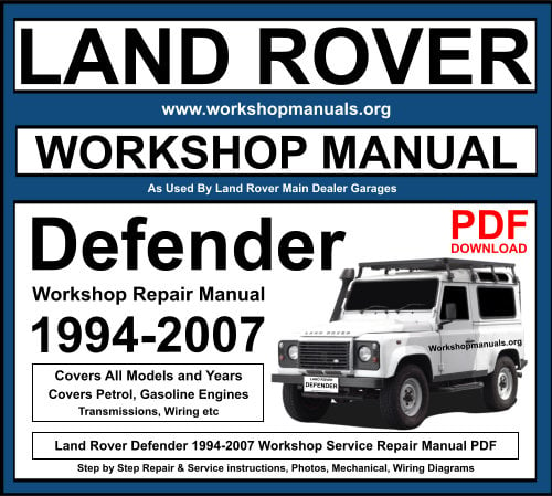 Land Rover Defender 1994-2007 Workshop Manual Download PDF