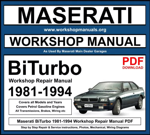 Maserati Biturbo 1981-1994 Workshop Repair Manual Download PDF