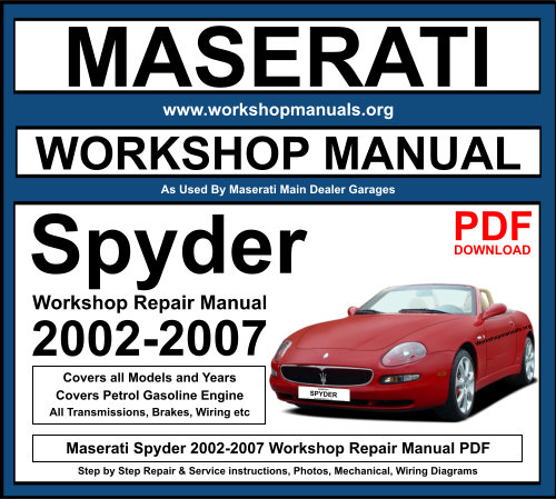 Maserati Spyder 2002-2007 Workshop Repair Manual Download PDF