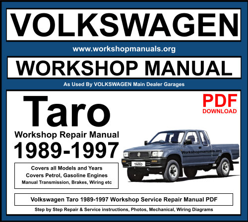 Volkswagen Taro 1989-1997 Workshop Repair Manual Download PDF