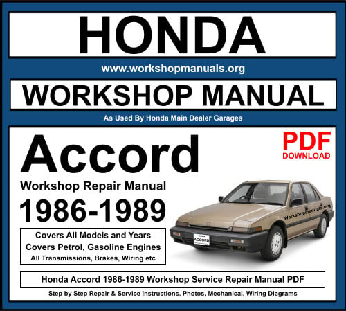 Honda Accord 1986-1989 Workshop Repair Manual Download PDF