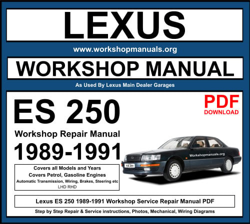 Lexus ES250 1989-1991 Workshop Repair Manual Download PDF