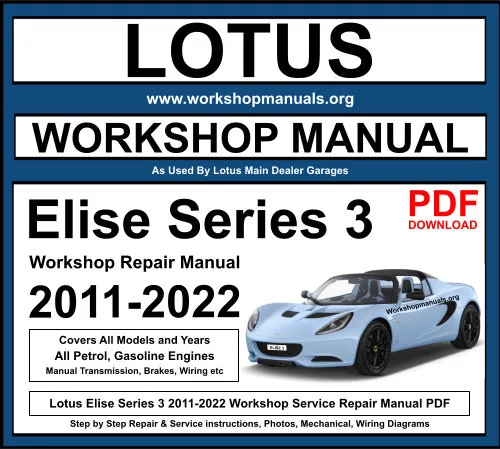 Lotus Elise Series 3 2011-2022 Workshop Repair Manual Download PDF