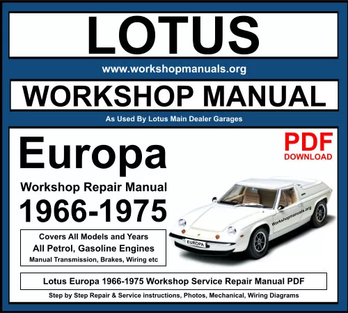 Lotus Europa 1966-1975 Workshop Repair Manual Download PDF