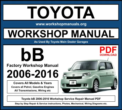 Toyota bB 2006-2016 Workshop Repair Manual Download PDF
