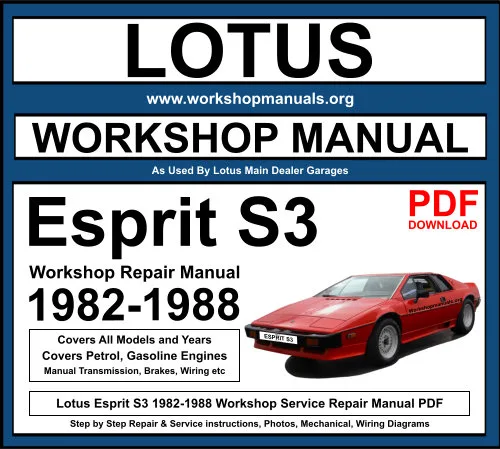 Lotus Esprit S3 1982-1988 Workshop Repair Manual Download PDF