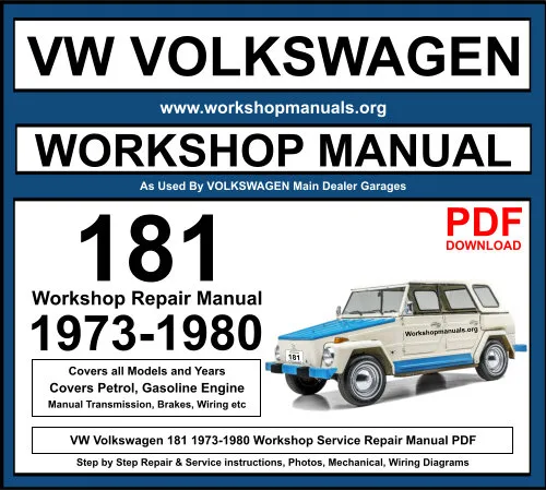 VW Volkswagen 181 1973-1980 Workshop Repair Manual Download PDF