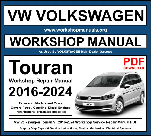 VW Volkswagen Touran 2016-2024 Workshop Repair Manual Download PDF