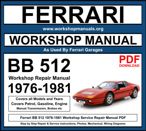 Ferrari BB 512 Workshop Repair Manual 1976-1981 Download PDF