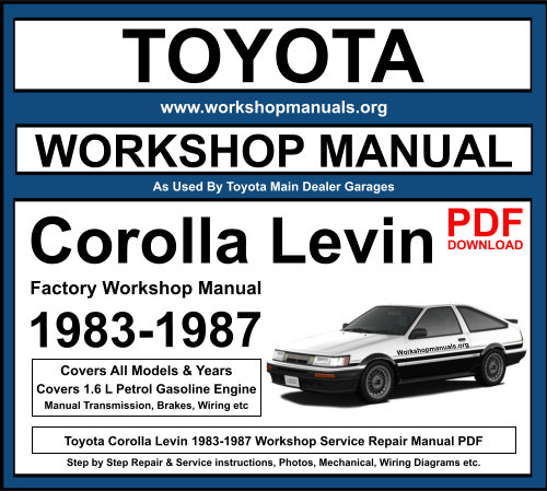 Toyota Corolla Levin 1983-1987 Workshop Repair Manual Download PDF